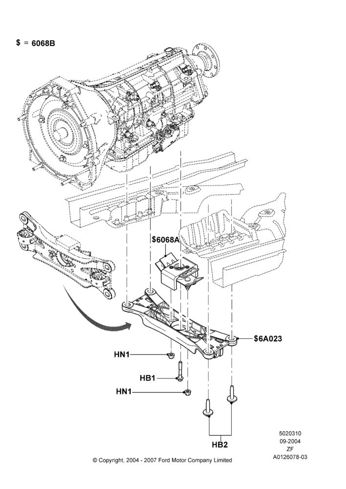 10A - Transmission Mounting, 4.0L V6 12V SOHC EFI; 07/SEP/2004-03/DEC/2007