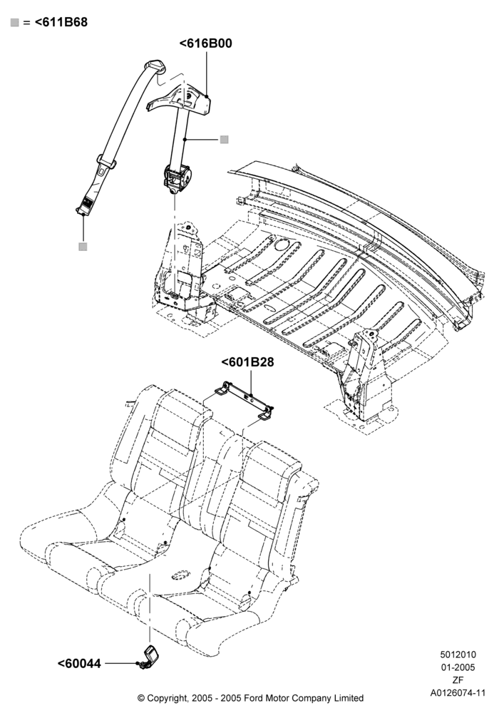 10B - Rear Seat Belts, Convertible; 31/JAN/2005-26/FEB/2009