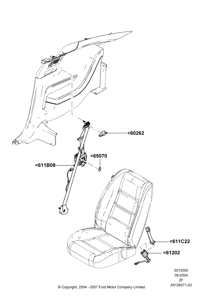 05A - Front Seat Belts, Coupe; 07/SEP/2004-26/FEB/2009