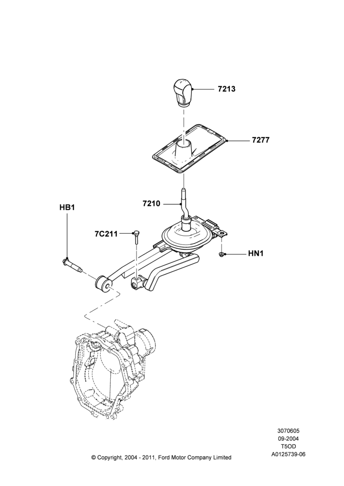 05B - Gear Change Lever - Manual Trans, T5OD 5-Speed Manual Transmission; 07/SEP/2004-22/MAR/2010