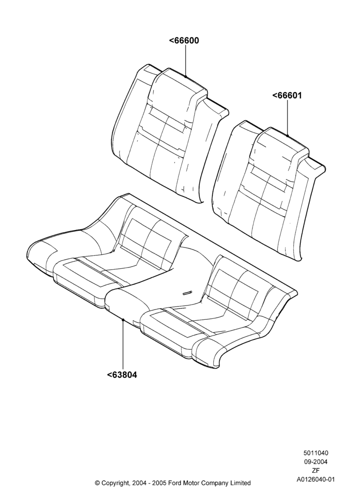 40A - Rear Seat Covers, Coupe; 07/SEP/2004-05/JUN/2006