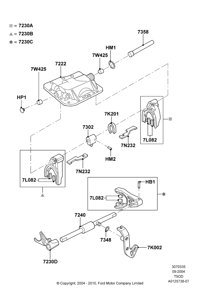 35B - Manual Trans Gear Shift Linkage, T5OD 5-Speed Manual Transmission; 07/SEP/2004-22/MAR/2010