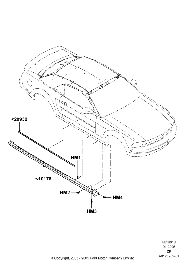 10C - Body Mouldings, Convertible, Lower; 31/JAN/2005-05/JUN/2006
