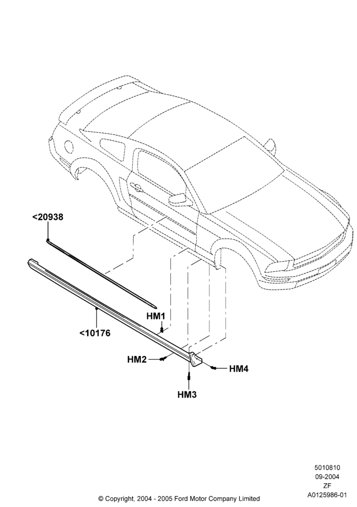10A - Body Mouldings, Coupe, Lower; 07/SEP/2004-05/JUN/2006