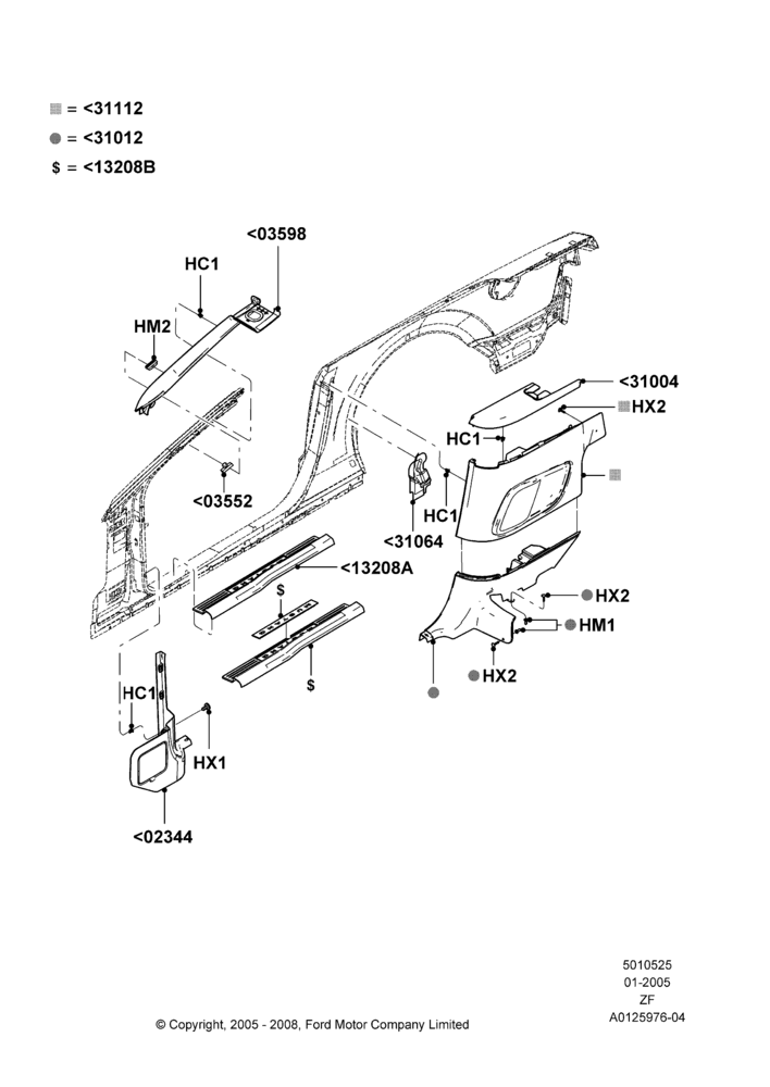25B - Side Trim, Convertible; 31/JAN/2005-05/JUN/2006