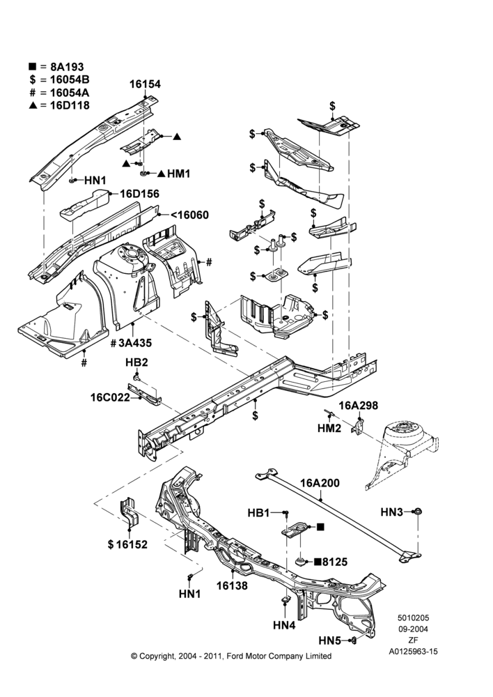 05A - Front Panels, Aprons & Side Members, Coupe; 07/SEP/2004-27/JUN/2014