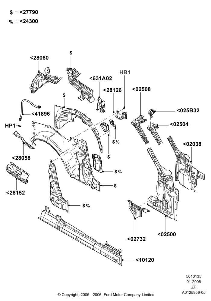 35B - Side Panels - Inner, Convertible; 31/JAN/2005-22/MAR/2010