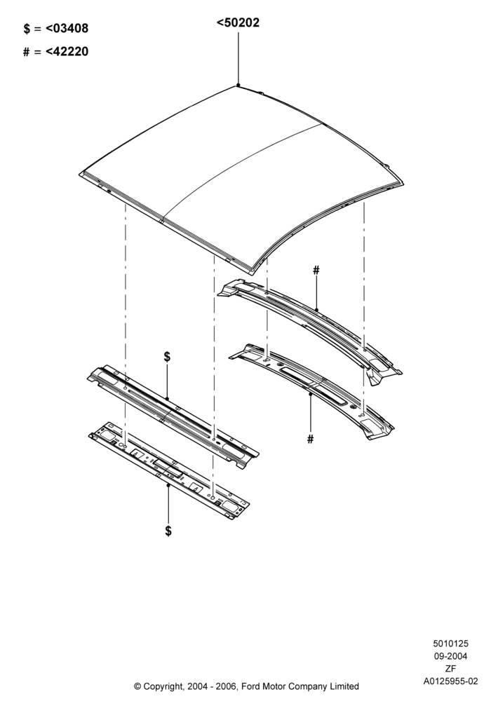 25A - Roof - Sheet Metal, Coupe; 07/SEP/2004-27/JUN/2014