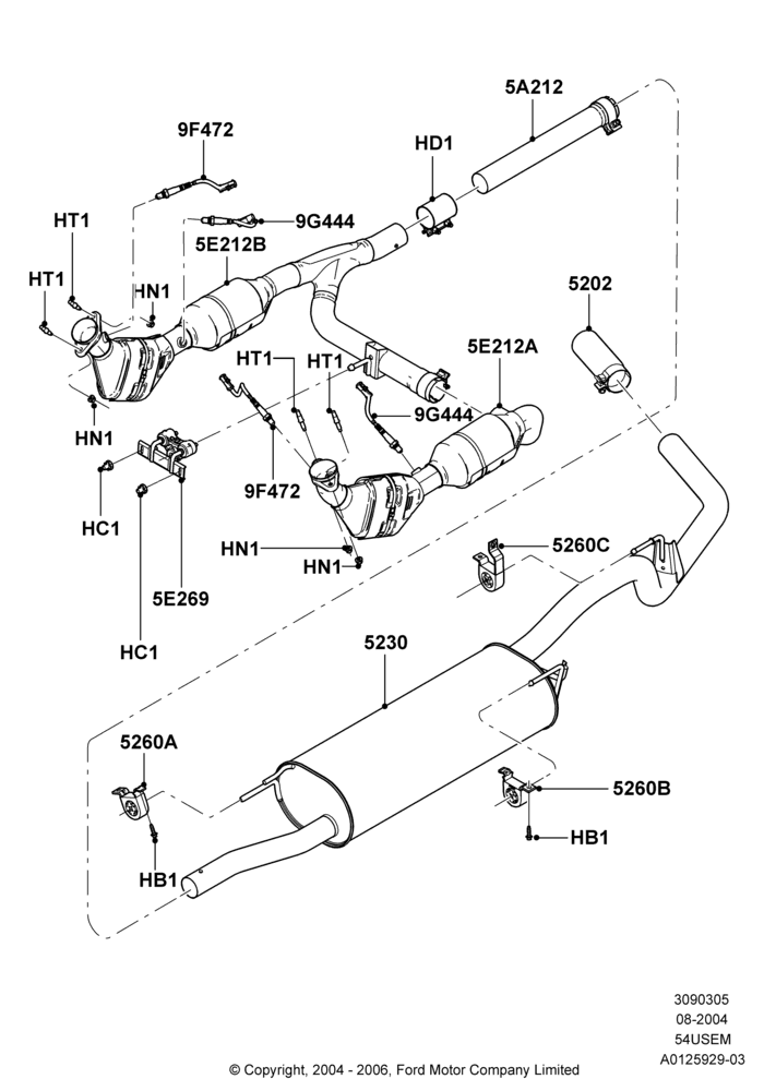 Exhaust System, 5.4L 3V V8, With California/Green State Req