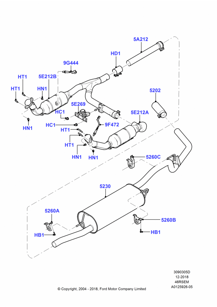 Exhaust System, Romeo 4.6 SOHC EFI