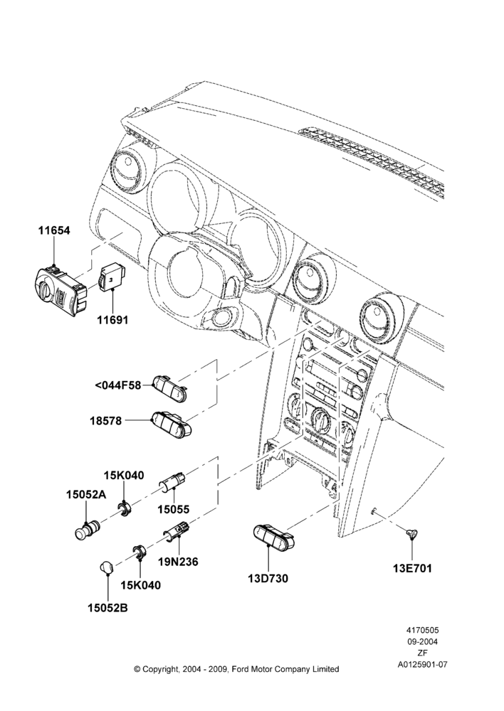 05A - Instrument Panel Related Parts; 07/SEP/2004-26/FEB/2009