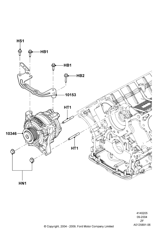 05B - Alternator and Mountings, 4.6L 3v V8 SOHC EFI; 07/SEP/2004-22/MAR/2010