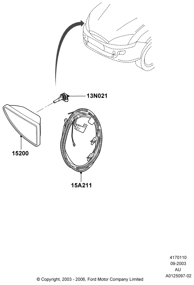 10B - Front Fog Lamps, Less Front Fog Lamps, Accessory; 04/SEP/2003-05/APR/2004