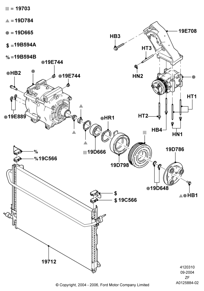 10A - Air Conditioning Condensr/Compressr, 4.0L V6 12V SOHC EFI; 07/SEP/2004-26/FEB/2009