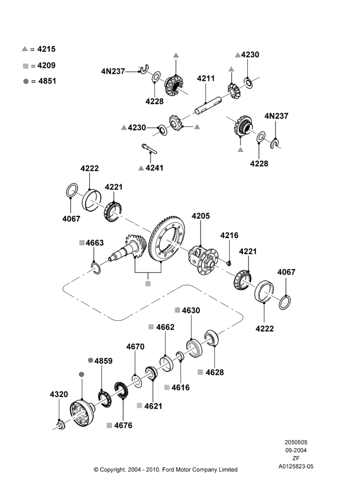 05A - Components - Rear Axle Diff & Carr., 4.0L V6 12V SOHC EFI, Rear Axle Less Limited Slip Diff; 07/SEP/2004-26/FEB/2009