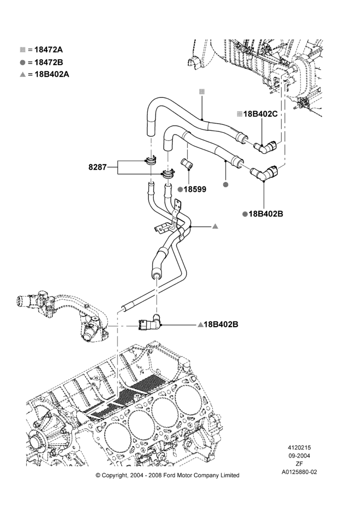 15B - Heater Hoses, 4.6L 3v V8 SOHC EFI; 07/SEP/2004-22/MAR/2010
