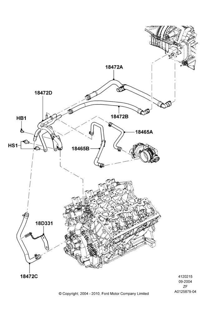 15A - Heater Hoses, 4.0L V6 12V SOHC EFI; 07/SEP/2004-03/AUG/2005