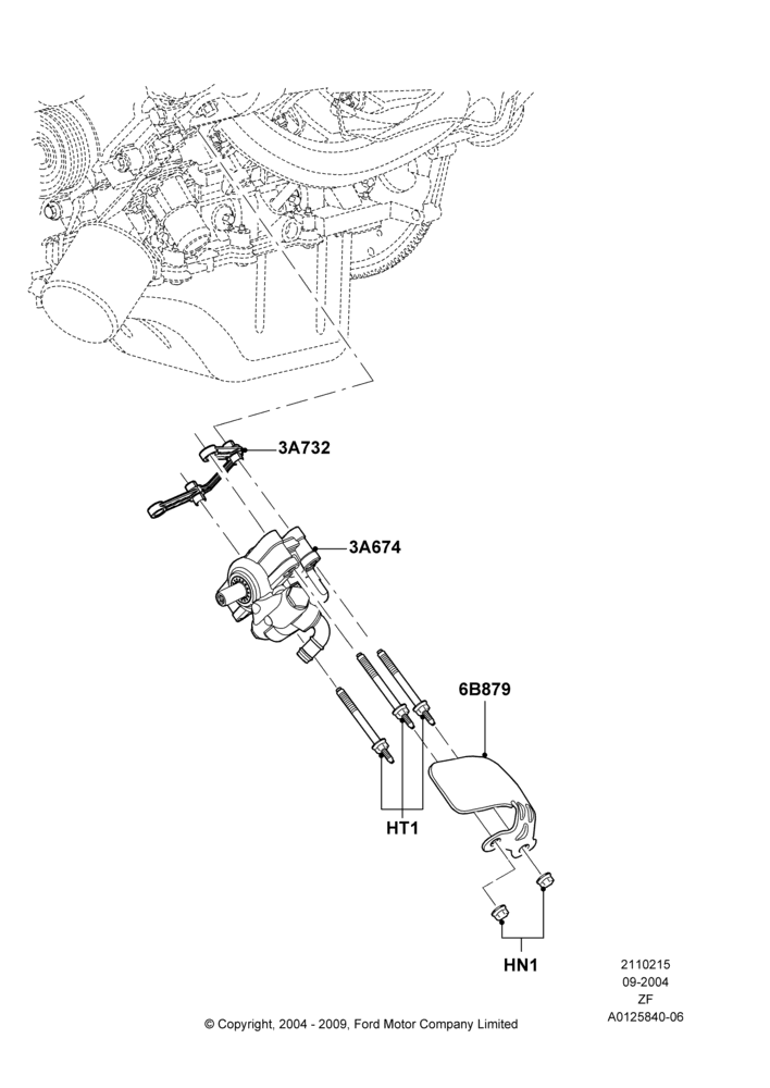 Power Steering Pump Mounting, 4.6L 3v V8 SOHC EFI