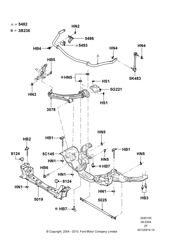05A - Front Susp.Arms/Stabilizer/X-Member, Coupe; 07/SEP/2004-26/FEB/2009