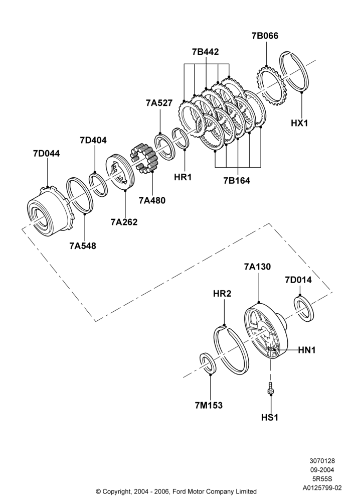 28C - Direct Clutch and Components, 5 Speed Auto Transmission 5R55S; 07/SEP/2004-22/MAR/2010