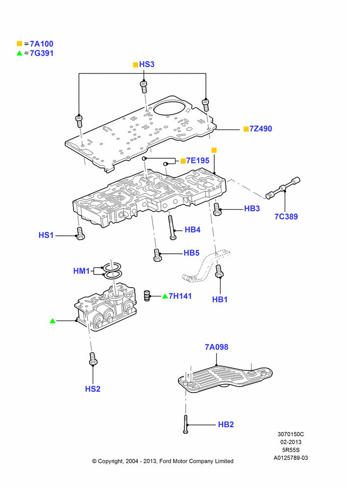 50C - Valve Body And Main Control, 5 Speed Auto Transmission 5R55S; 07/SEP/2004-22/MAR/2010