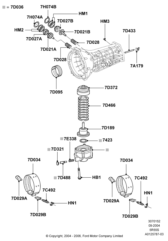 52E - Servos and Accumulators, 5 Speed Auto Transmission 5R55S; 07/SEP/2004-22/MAR/2010