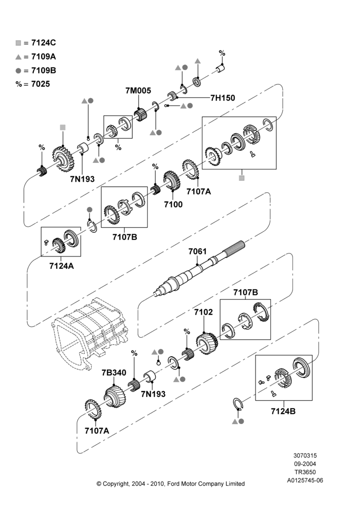 15B - Output Shaft, Gear Sets & Bearings, TR3650 5-Speed Manual Transmission; 07/SEP/2004-22/MAR/2010