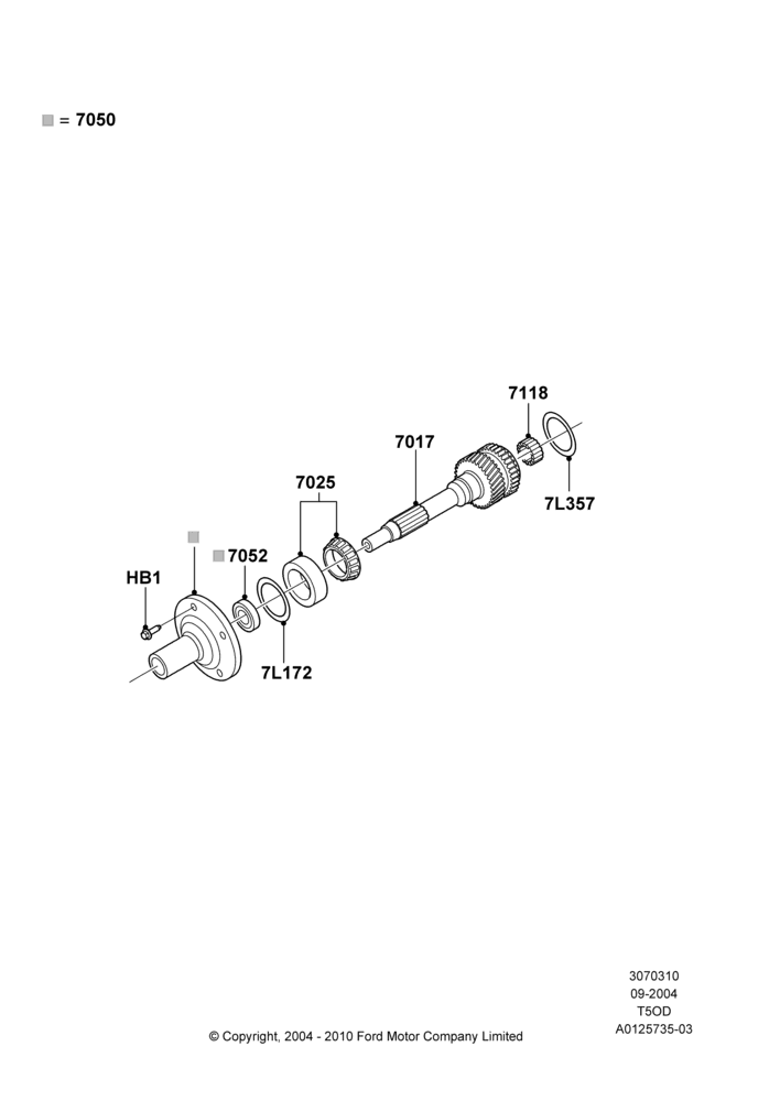 10B - Input Shaft, Gear Sets & Bearings, T5OD 5-Speed Manual Transmission; 07/SEP/2004-22/MAR/2010