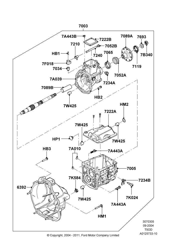 05B - Manual Transmission and Case, T5OD 5-Speed Manual Transmission; 07/SEP/2004-22/MAR/2010