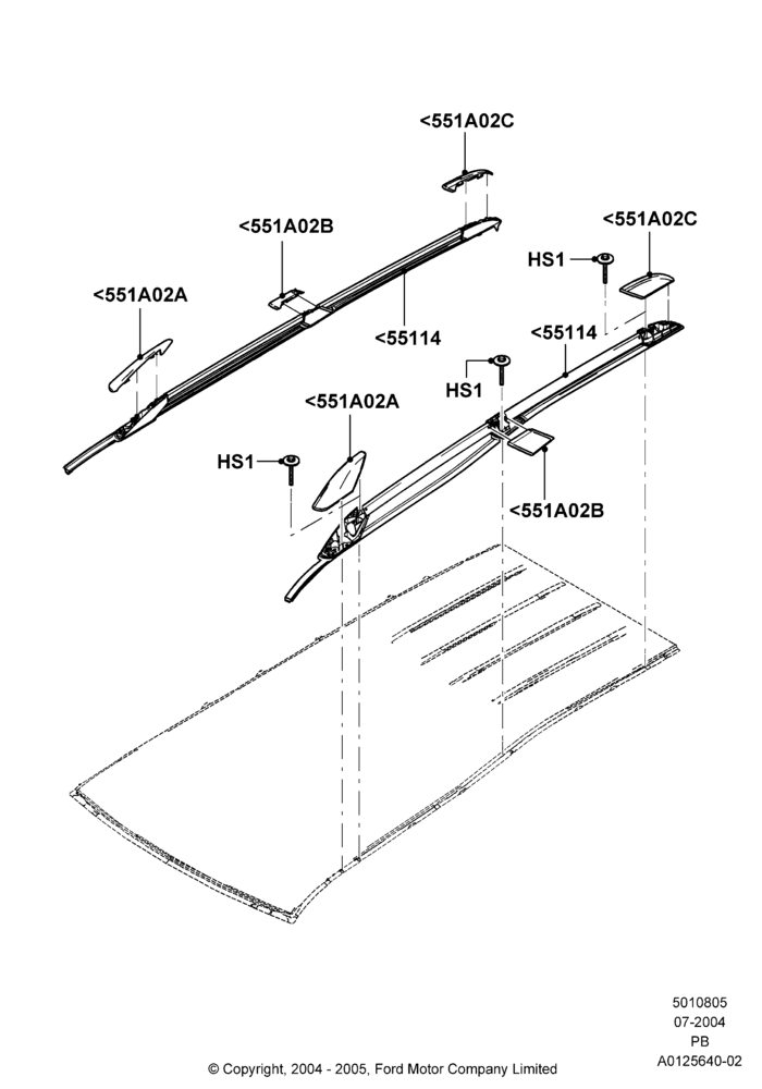 05A - Roof Rack Systems, Production Installed; 12/JUL/2004-04/JUN/2007