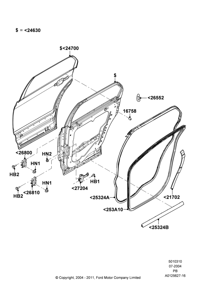 10 - Rear Doors, Hinges & Weatherstrips; 12/JUL/2004-04/JUN/2007