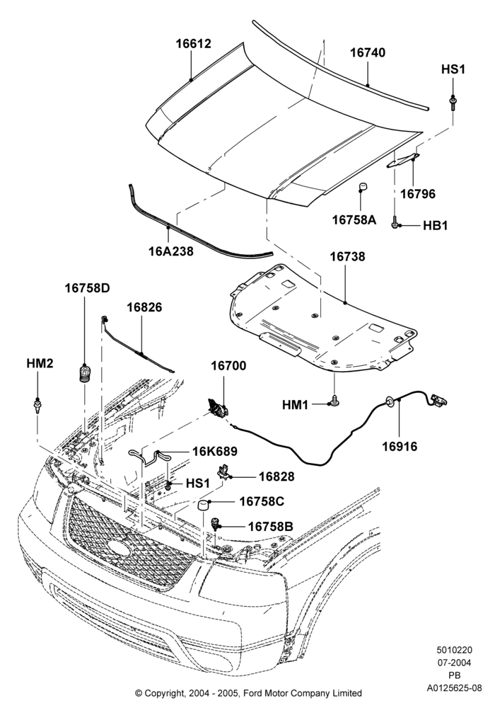 20 - Hood and Related Parts; 12/JUL/2004-04/JUN/2007