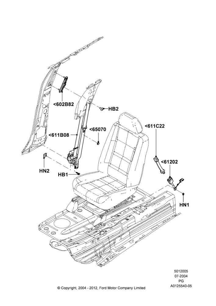 05 - Front Seat Belts; 12/JUL/2004-15/JUN/2009