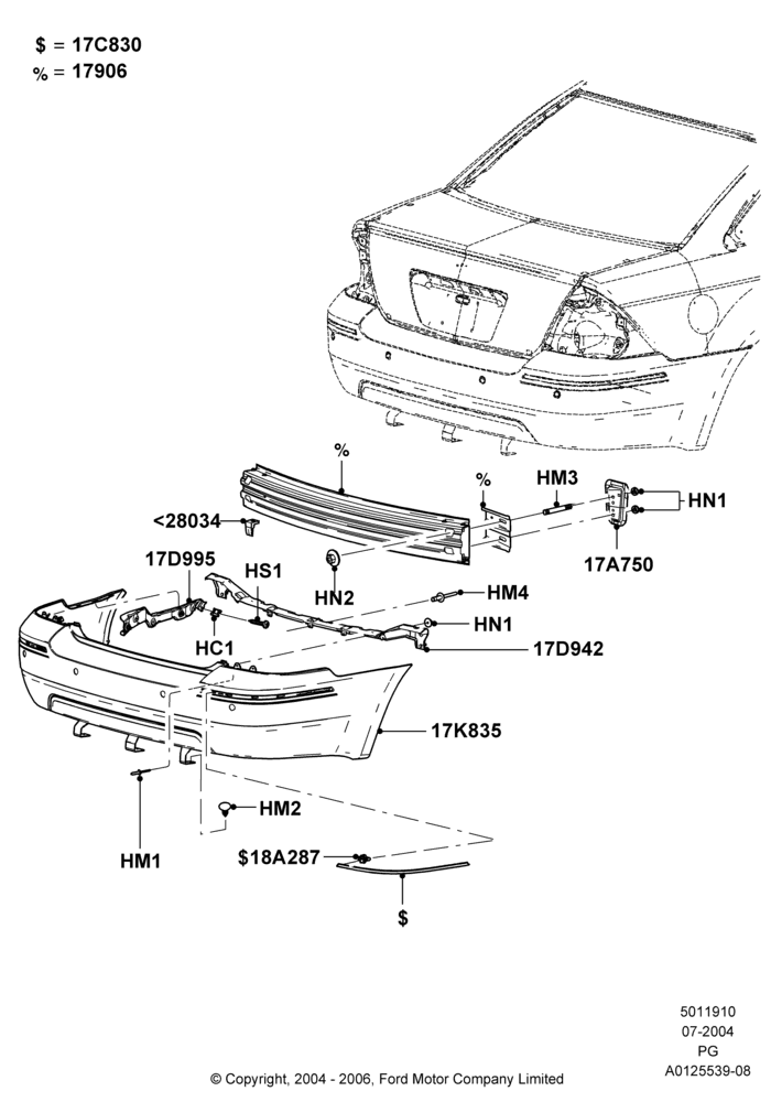 10A - Rear Bumper, Ford Division Derivative; 12/JUL/2004-30/APR/2007