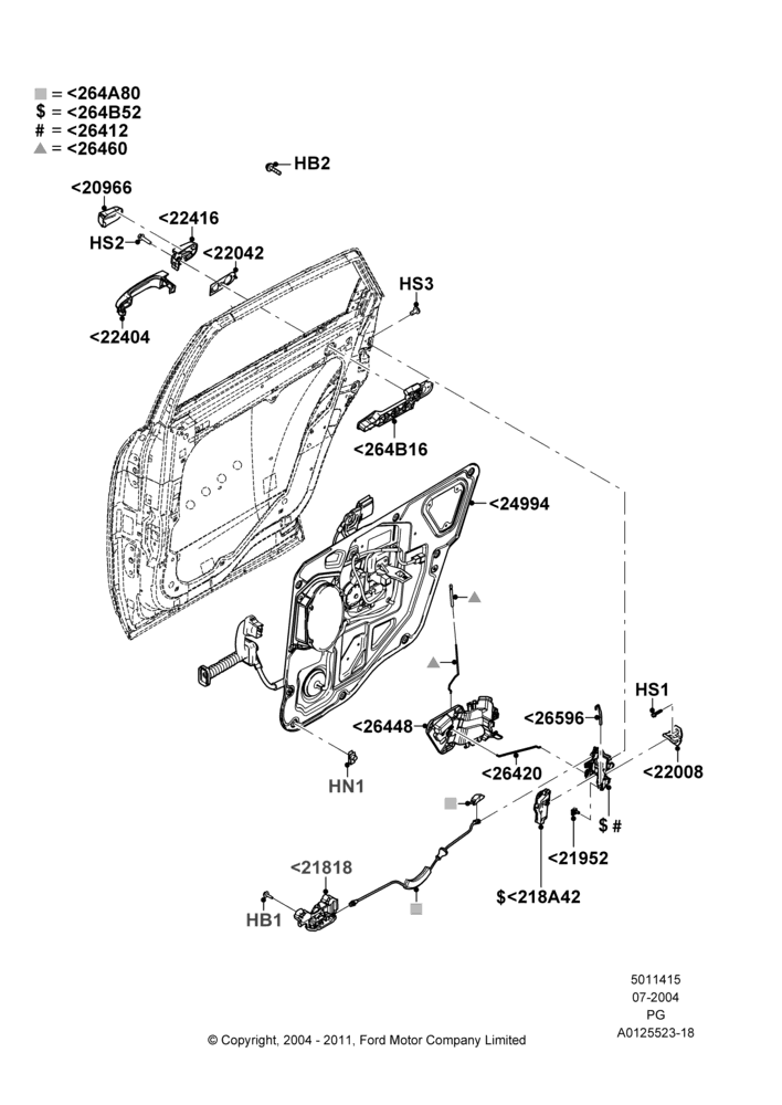 15 - Rear Door Lock Controls; 12/JUL/2004-15/JUN/2009