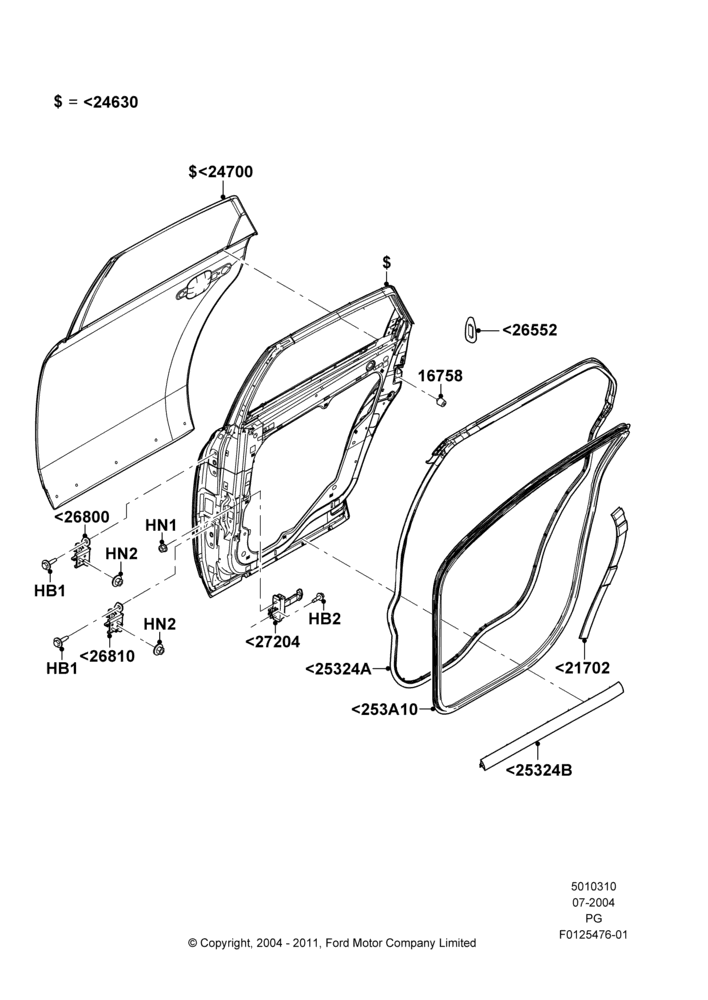 10 - Rear Doors, Hinges & Weatherstrips; 12/JUL/2004-15/JUN/2009