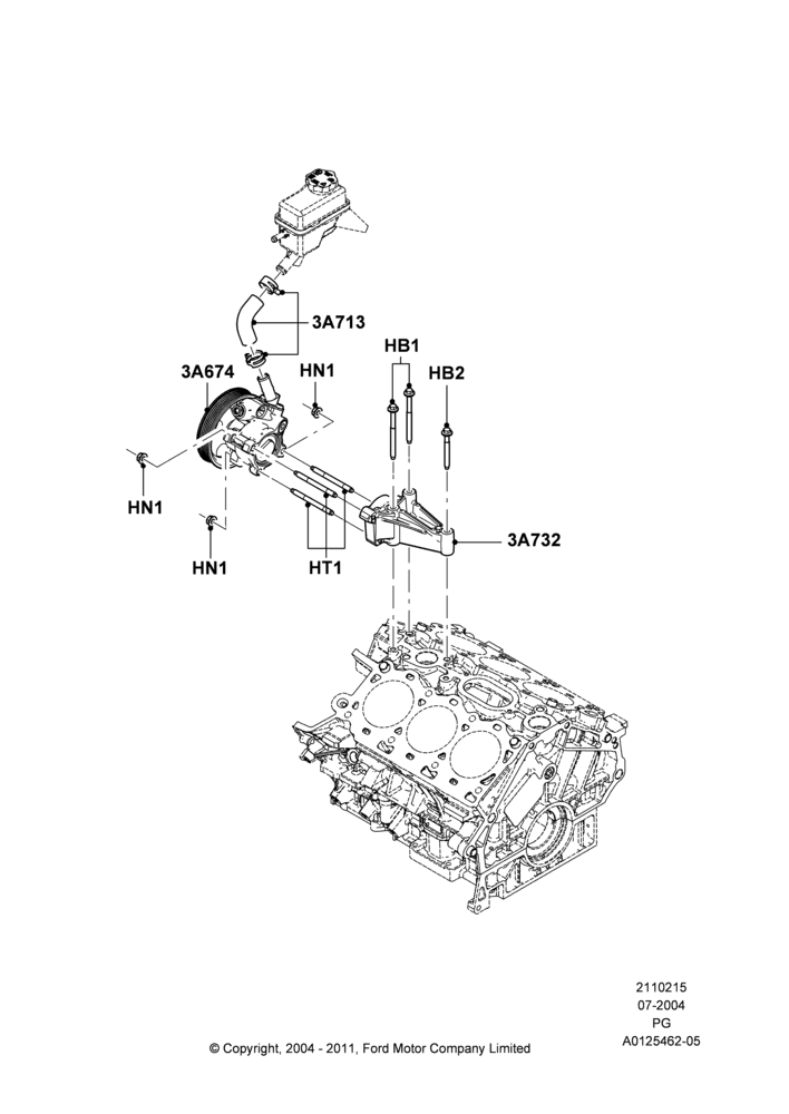15A - Power Steering Pump Mounting; 12/JUL/2004-30/APR/2007