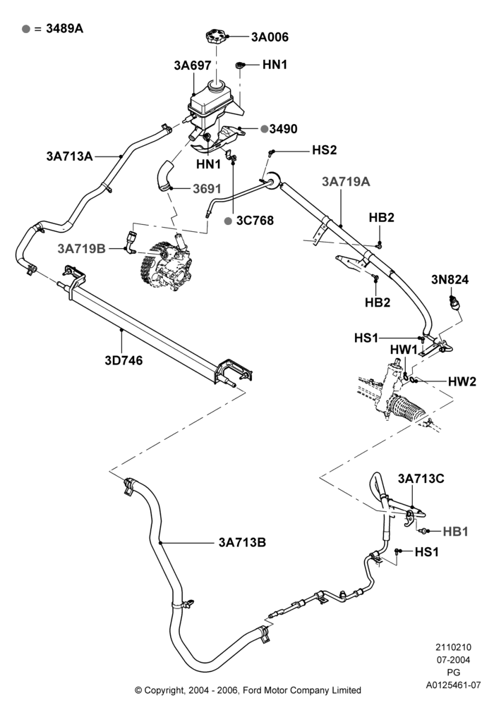 10A - Supply & Return Hoses - Power Strg; 12/JUL/2004-30/APR/2007