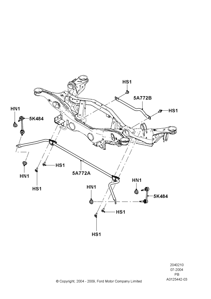 10 - Rear Cross Member & Stabilizer Bar; 12/JUL/2004-15/JUN/2009