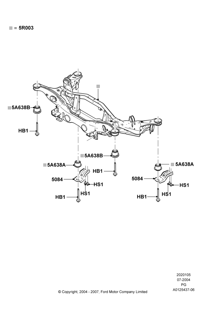 05A - Rear Suspension Frame Mounting, LHD 4WD (Part Time Drive); 12/JUL/2004-15/JUN/2009