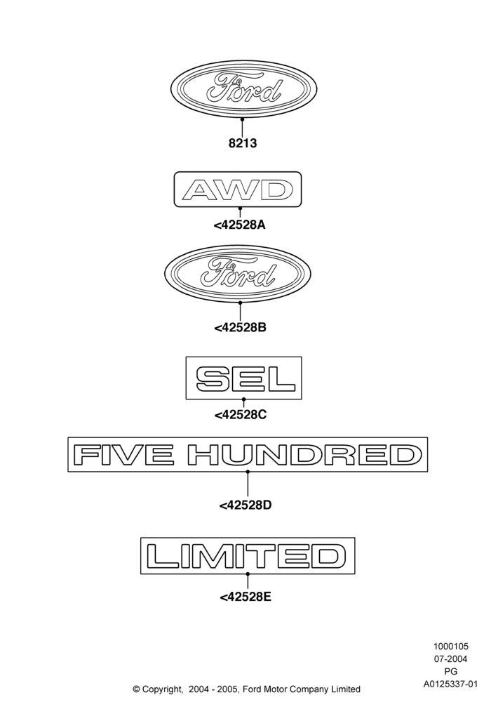 05A - Name Plates, Ford Division Derivative; 12/JUL/2004-30/APR/2007