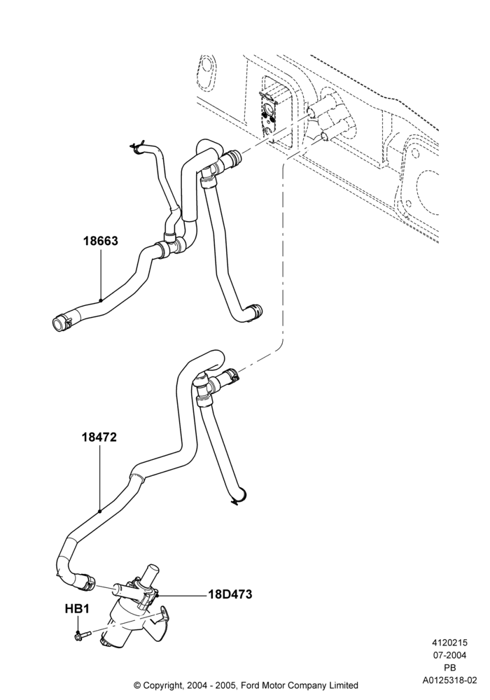 15A - Heater Hoses, Rear Auxiliary Air Conditioning; 12/JUL/2004-04/JUN/2007