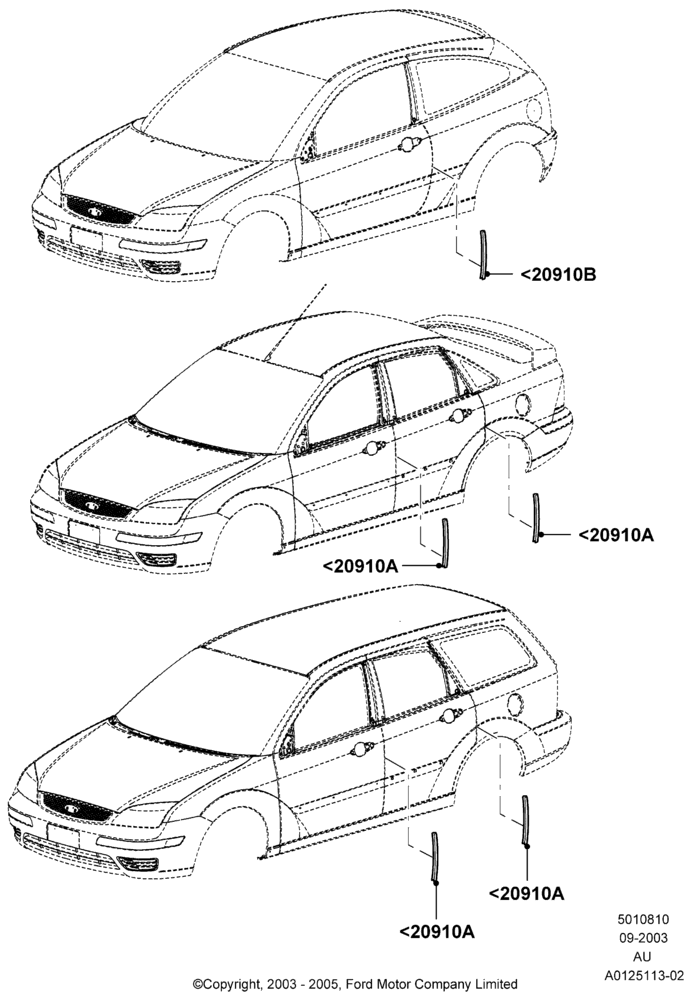 10XA - Body Mouldings, Accessory, Accessory Door Edge Guards; 04/SEP/2003-05/APR/2004