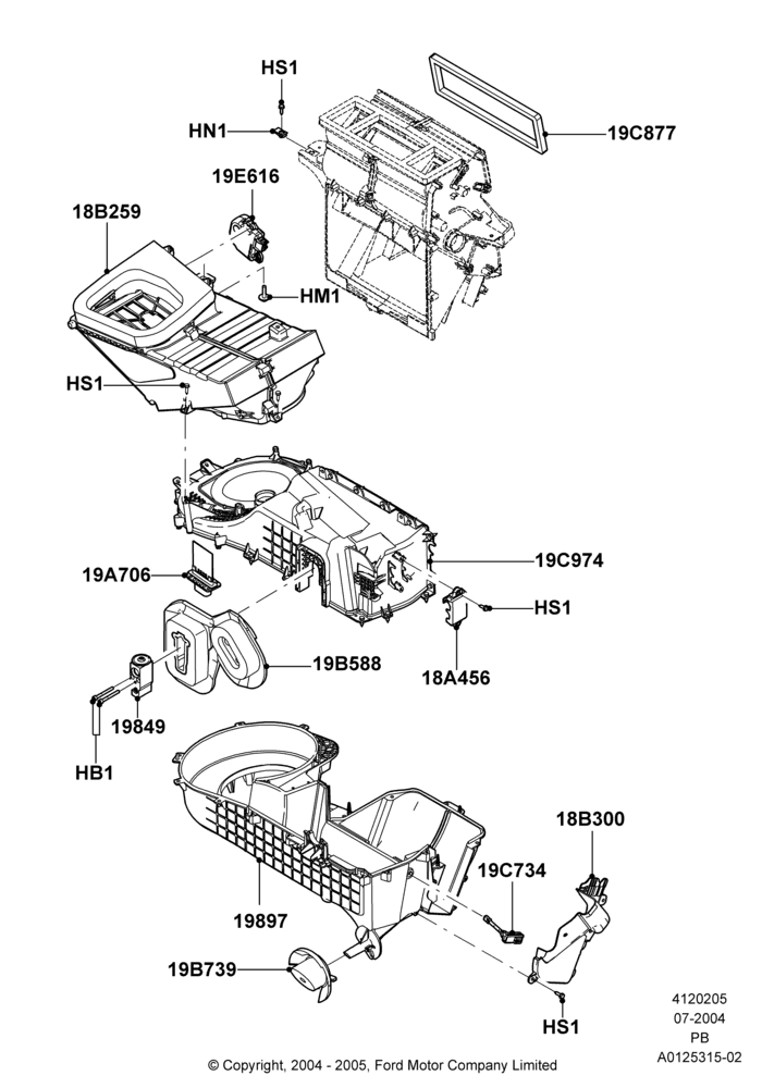 05A - Heater/Air Cond.External Components, Manual Air Conditioning; 12/JUL/2004-04/JUN/2007