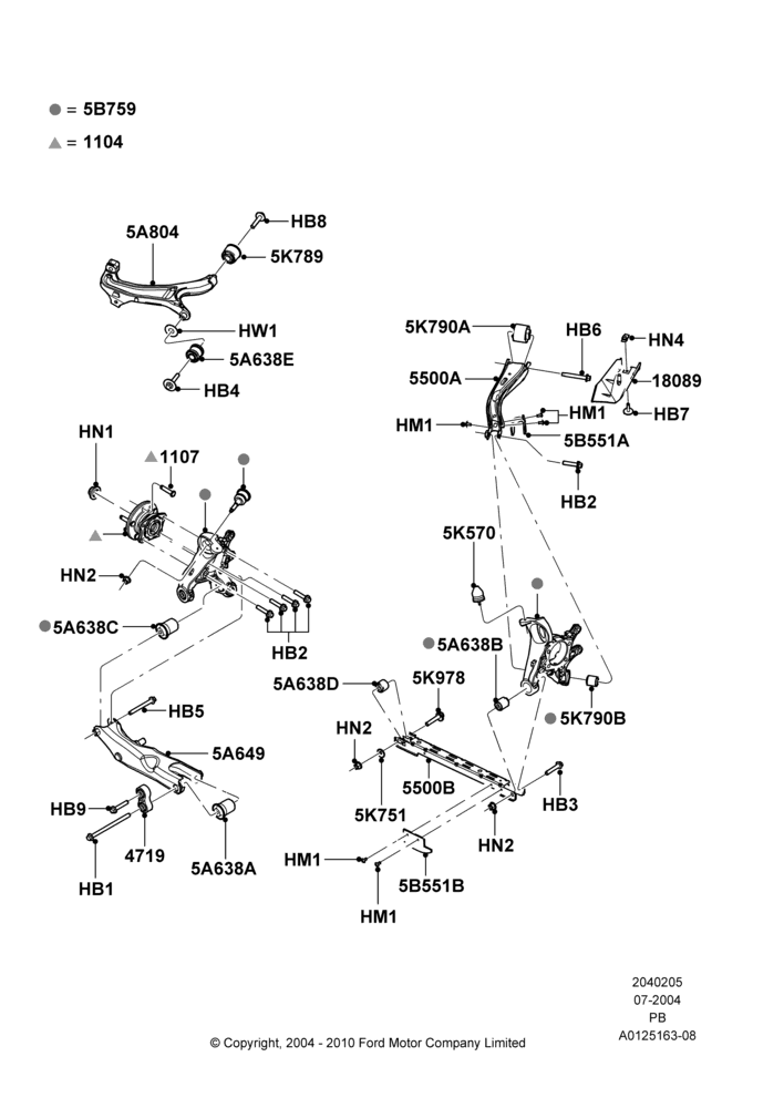05A - Rear Knuckle and Suspension Arms, LHD 4WD (Part Time Drive); 12/JUL/2004-04/JUN/2007