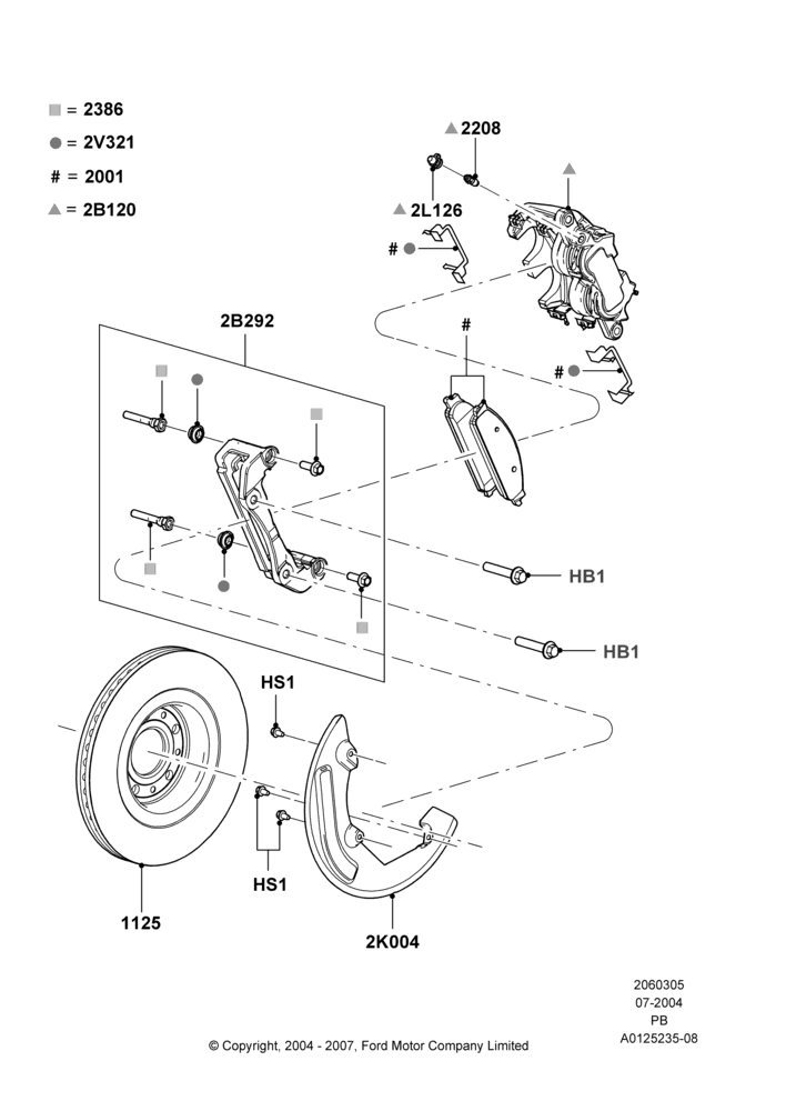 05 - Front Brake Discs and Calipers; 12/JUL/2004-04/JUN/2007