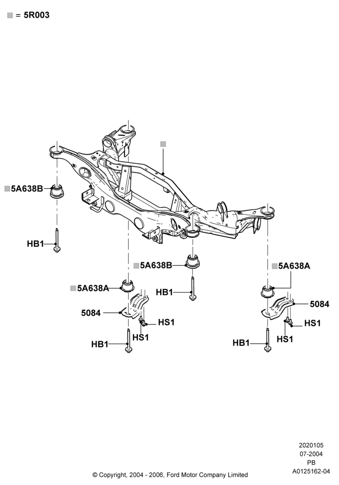 05A - Rear Suspension Frame Mounting, LHD 4WD (Part Time Drive); 12/JUL/2004-04/JUN/2007