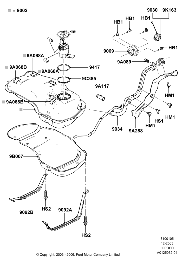 05C - Fuel Tank, 3.0 V6 24V DOHC EFI Modular, With Onboard Vapour Recovery System; 22/DEC/2003-01/MAY/2006