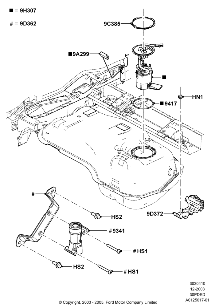 10B - Fuel Pump And Sender Unit, 3.0 V6 24V DOHC EFI Modular, With Onboard Vapour Recovery System; 22/DEC/2003-01/MAY/2006