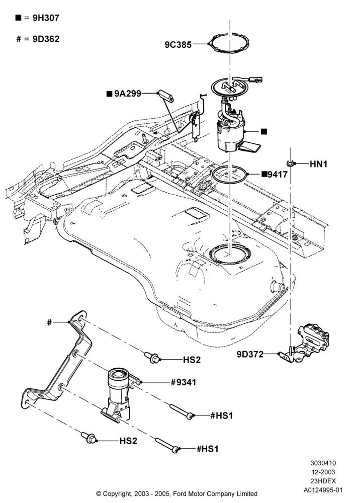 10C - Fuel Pump And Sender Unit, 2.3L Duratec-HE (145PS) - MI4, Less Onboard Vapour Recovery System; 22/DEC/2003-01/MAY/2006
